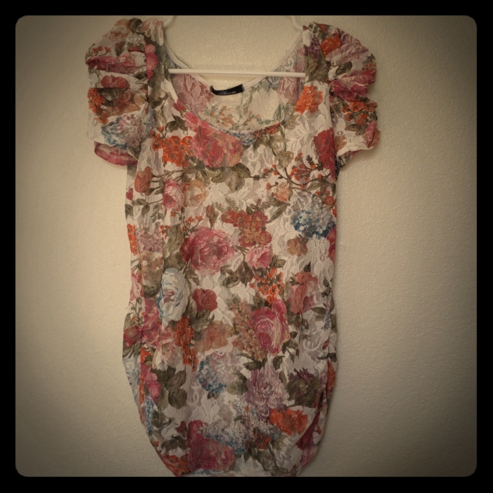 Lace floral blouse